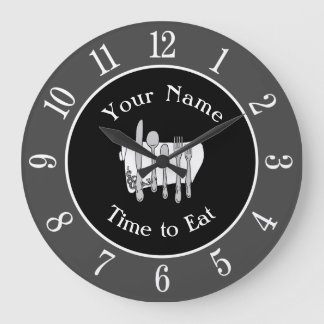 Gray Black Silverware Custom Clock with Numbers