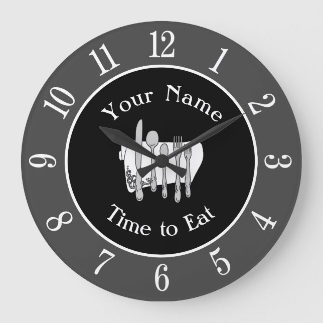 Gray Black Silverware Custom Clock with Numbers (Front)