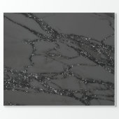 Gray Black Spark Graphite Glitter Marble Stone Lux Wrapping Paper (Flat)