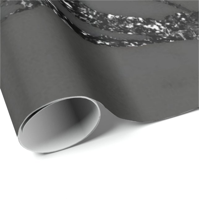 Gray Black Spark Graphite Glitter Marble Stone Lux Wrapping Paper (Roll Corner)