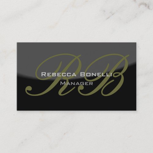 Gray Black Spiral Pattern Monogram Business Card