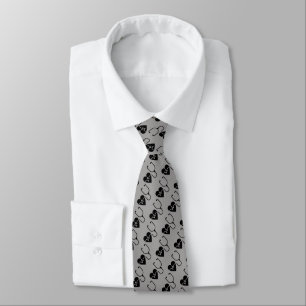 Gray Black Stethescope Heart Medical Doctor Nurse Neck Tie