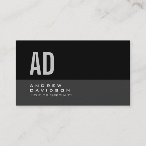 Gray Black Stripe Monogram Stylish Business Card