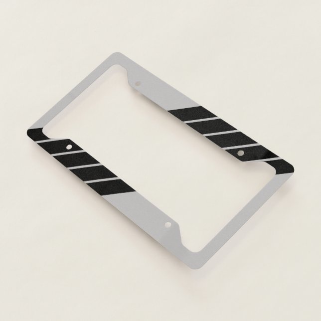 Gray Black Striped 70s 80s Classic Retro Stripes License Plate Frame (3/4)