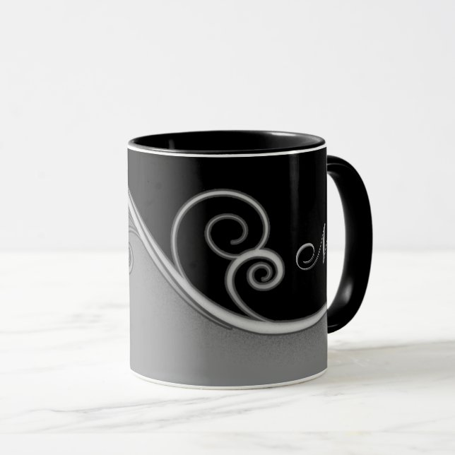 Gray-black Swirl w/out Monogram Mug (Front Right)