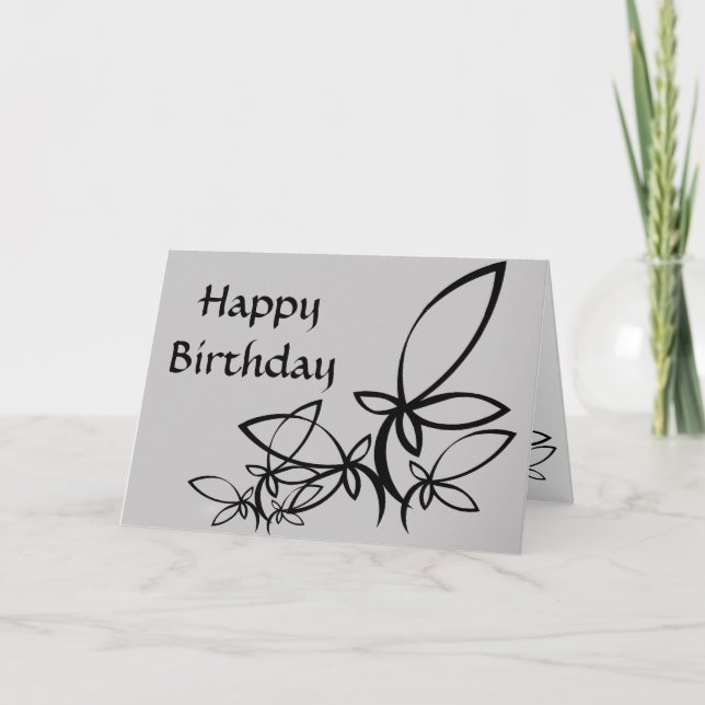Gray & black Vectors, Happy Birthday - Customized Card (Front)