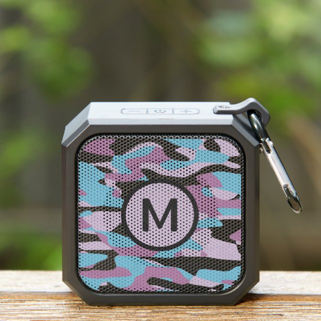 Gray Black Violet Pink Teal Blue Camo Pattern Bluetooth Speaker (Insitu(Outdoor))