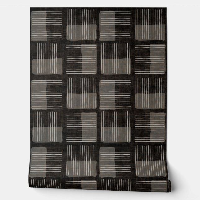 Gray Black Wallpaper Retro Mid Century Modern  Wallpaper (Unrolling)