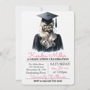 Gray & Black Watercolor Graduation Invitation