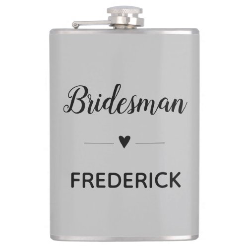 Gray Black Wedding Bridesman Personalized Flask