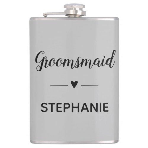 Gray Black Wedding Groomsmaid Personalized Flask