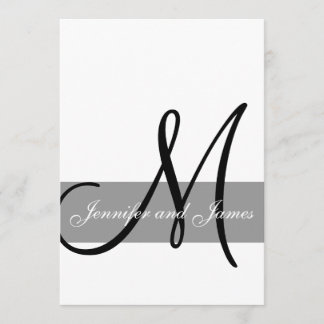 Gray Black Wedding Invitation | Monogram Names