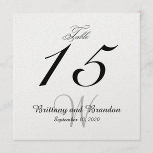 Gray Black Wedding Square Table Number Card