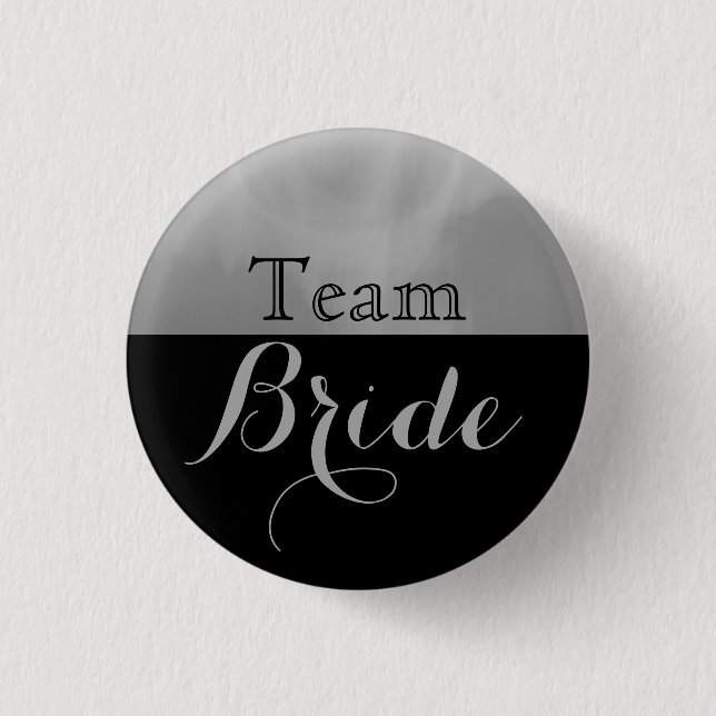 Gray & Black Wedding Team Bride Button (Front)