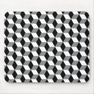 Gray, Black & White 3D Cubes Pattern Mouse Pad