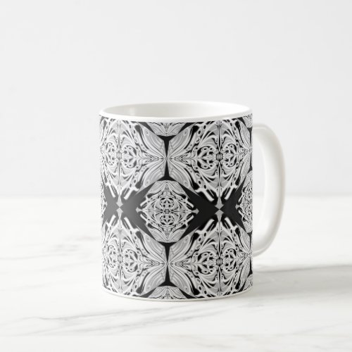 Gray Black White Butterfly Wing Abstract Pattern  Coffee Mug