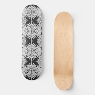 Gray Black White Butterfly Wing Abstract Pattern Skateboard