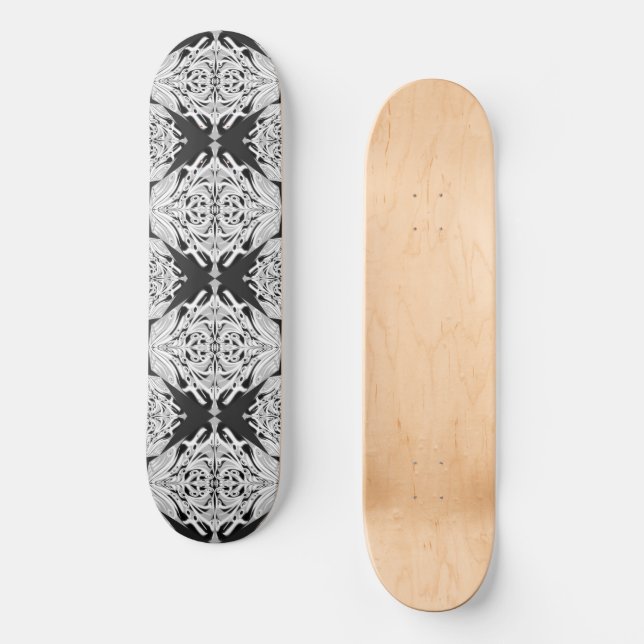 Gray Black White Butterfly Wing Abstract Pattern  Skateboard (Front)
