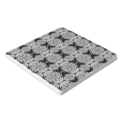 Gray Black White Butterfly Wing Abstract Pattern  Trivet