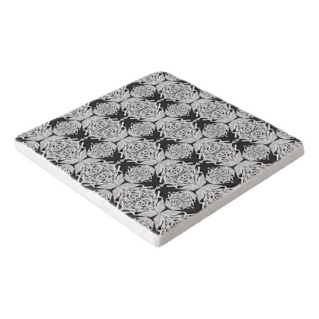 Gray Black White Butterfly Wing Abstract Pattern  Trivet (Corner)
