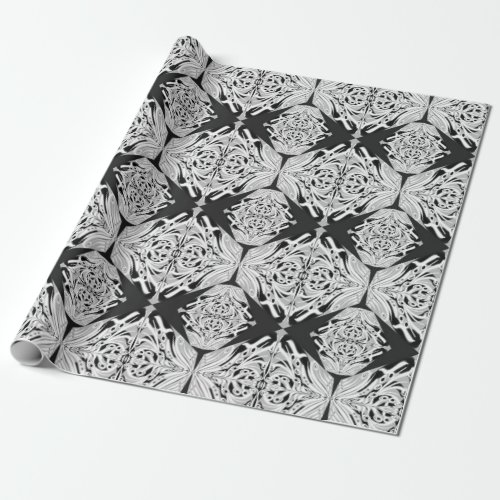 Gray Black White Butterfly Wing Abstract Pattern  Wrapping Paper