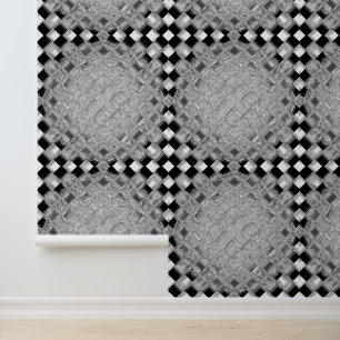 Gray & Black & White Checkerboard Squares 3D Look Wallpaper