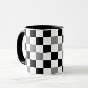 Gray Black White Checkered Pattern Design Mug