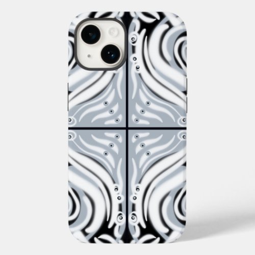 Gray Black White Curvy Abstract Pattern  Case_Mate iPhone 14 Case