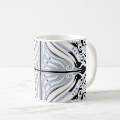 Gray Black White Curvy Abstract Pattern  Coffee Mug