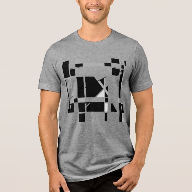 Gray Black White Gameboard Geometric MCM-inspired Tri-Blend Shirt (Front)