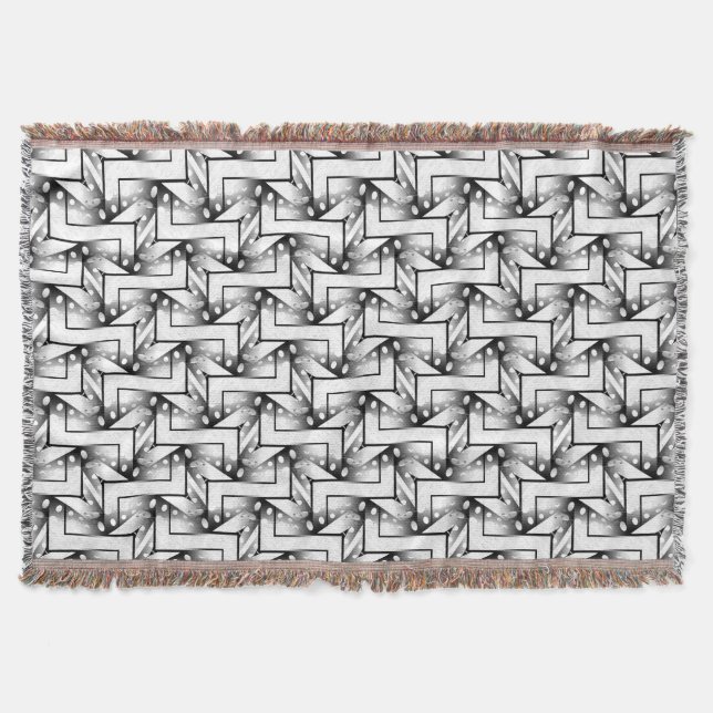 Gray Black+White Geometric Pattern NoColor #4 Throw Blanket (Front)