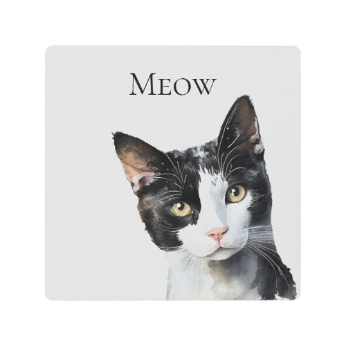 Gray Black White Kitty Cat Metal Print