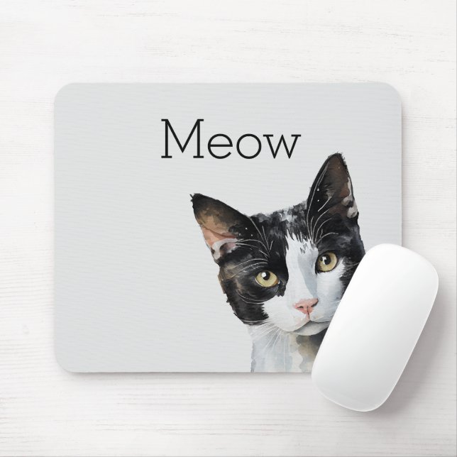 Gray Black White Kitty Cat Mouse Pad (With Mouse)