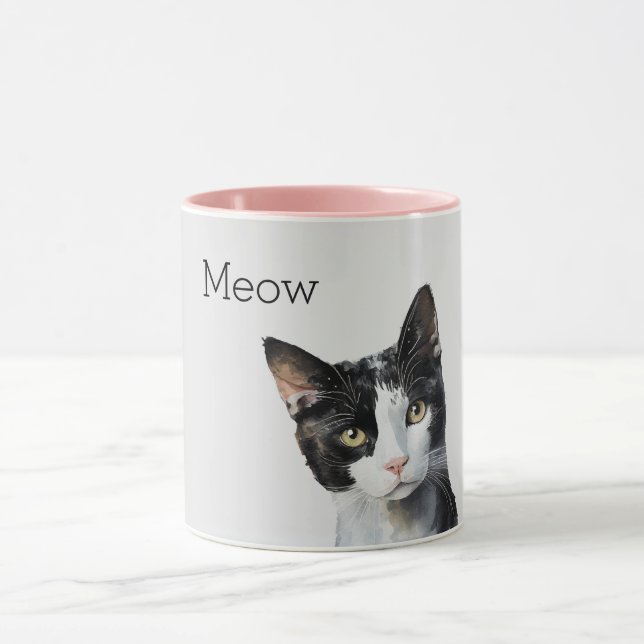 Gray Black White Kitty Cat Mug (Center)