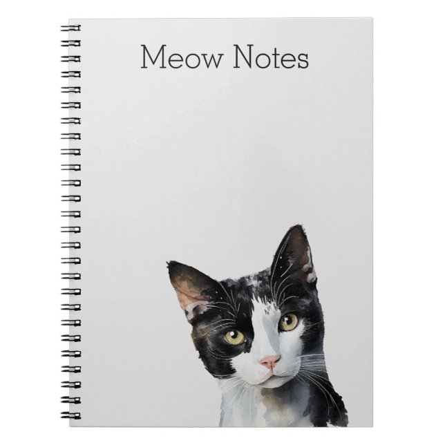 Gray Black White Kitty Cat Notebook (Front)