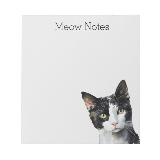 Gray Black White Kitty Cat Notepad (Front)
