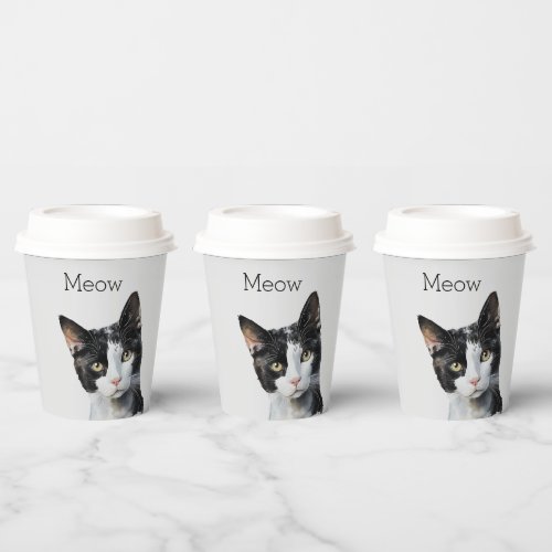 Gray Black White Kitty Cat Paper Cups