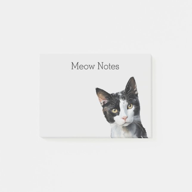Gray Black White Kitty Cat Post-it Notes (Front)