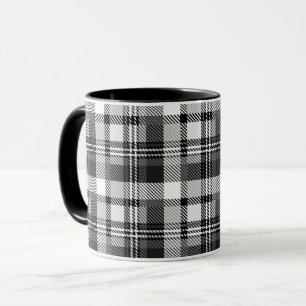 Gray Black White Madras Plaid Design Mug