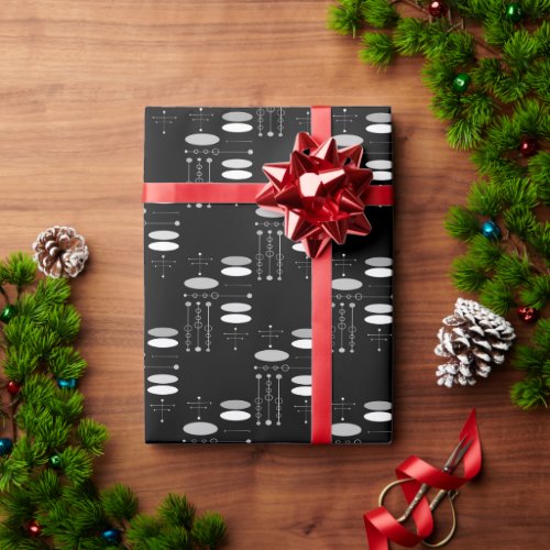 Gray Black White MCM Mid Century Abstract Modern Wrapping Paper