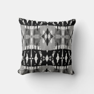 Gray Black White Mediterranean Large Tile Mosaics Throw Pillow