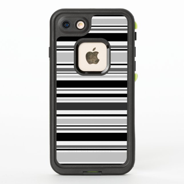 Gray, Black, White Mixed Stripes LifeProof iPhone Case (Back)