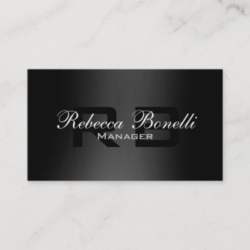 Gray Black White Monogram Business Card