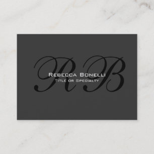 Gray Black White Monogram Chubby Business Card