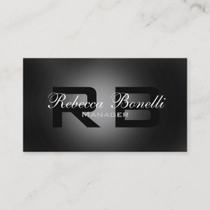 Gray Black White Monogram Consultant Business Card