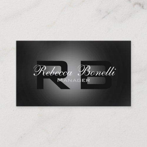 Gray Black White Monogram Consultant Business Card