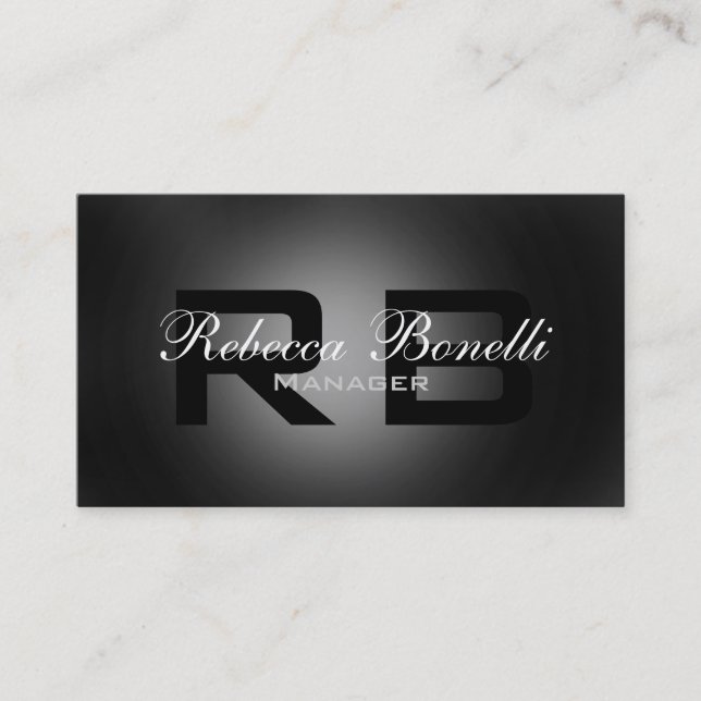 Gray Black White Monogram Consultant Business Card (Front)