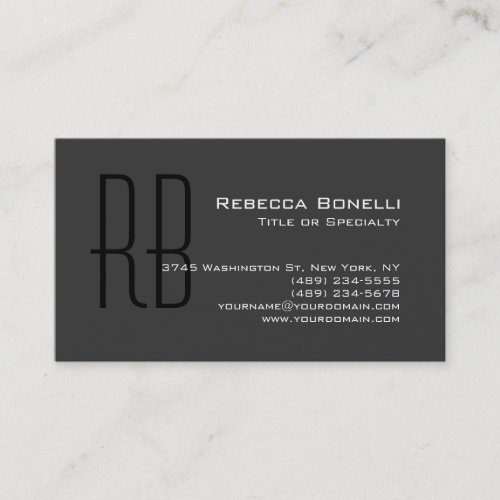 Gray Black White Monogram Consultant Business Card