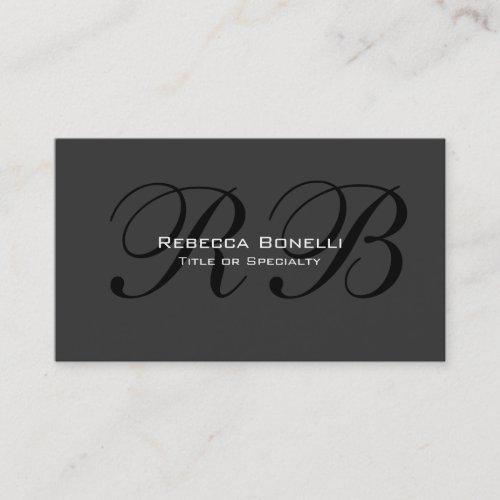 Gray Black White Monogram Consultant Business Card