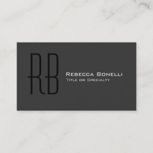 Gray Black White Monogram Consultant Business Card